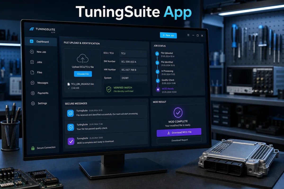 TuningSuite App — product workflow visual