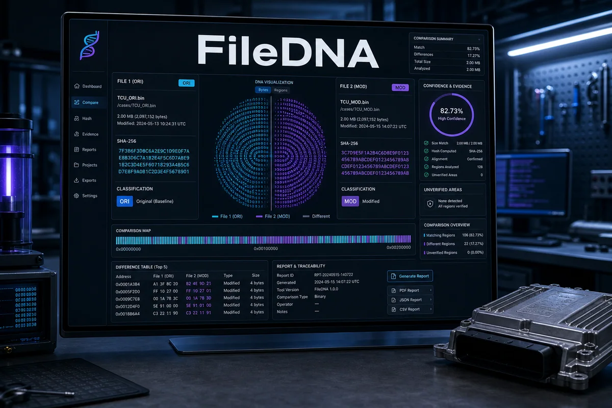 TuningSuite FileDNA — product workflow visual